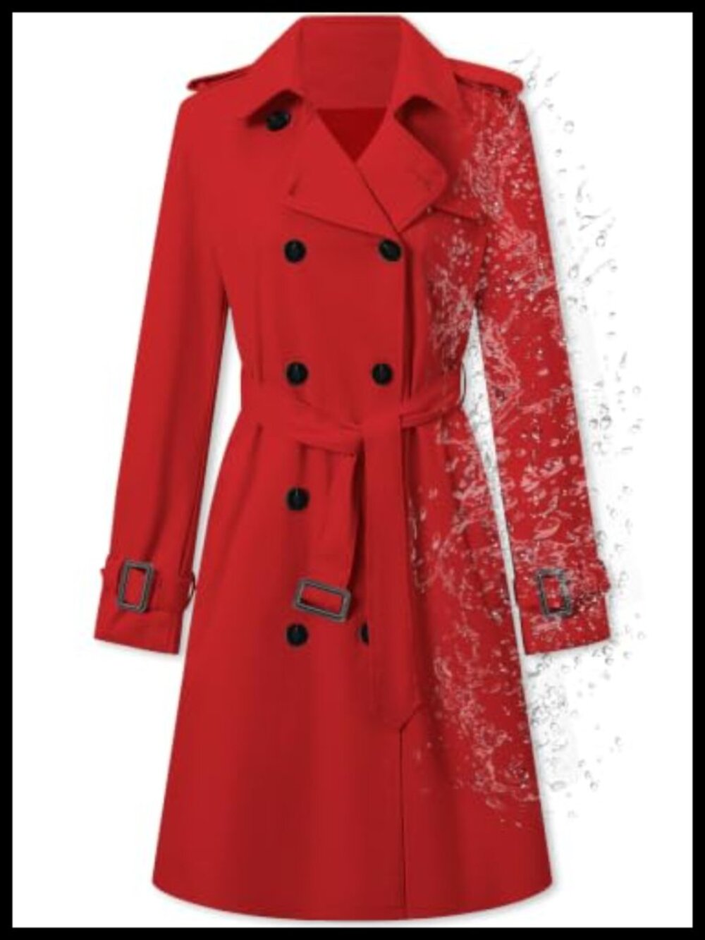 Women's Double Breasted Water-repellent Belted Trench Coat